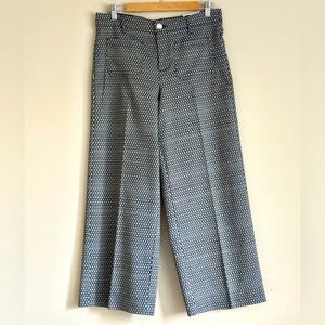 Jules & Leopold Wide Leg Cropped Black and White Patterned Trousers SZ.M